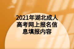 <b>2021年湖北成人高考网上报名信息填报内容</b>