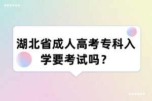 湖北省成人高考专科入学要考试吗?