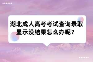 湖北成人高考考试查询录取显示没结果怎么办呢？