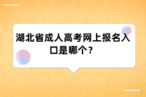 湖北省成人高考网上报名入口是哪个？