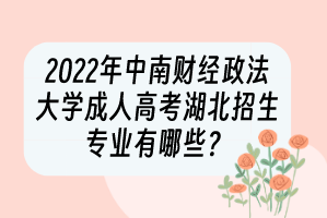 <b>2022年中南财经政法大学成人高考湖北招生专业有哪些？</b>