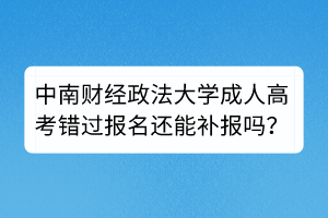 中南财经政法大学成人高考错过报名还能补报吗？