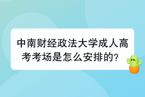 中南财经政法大学成人高考考场是怎么安排的？